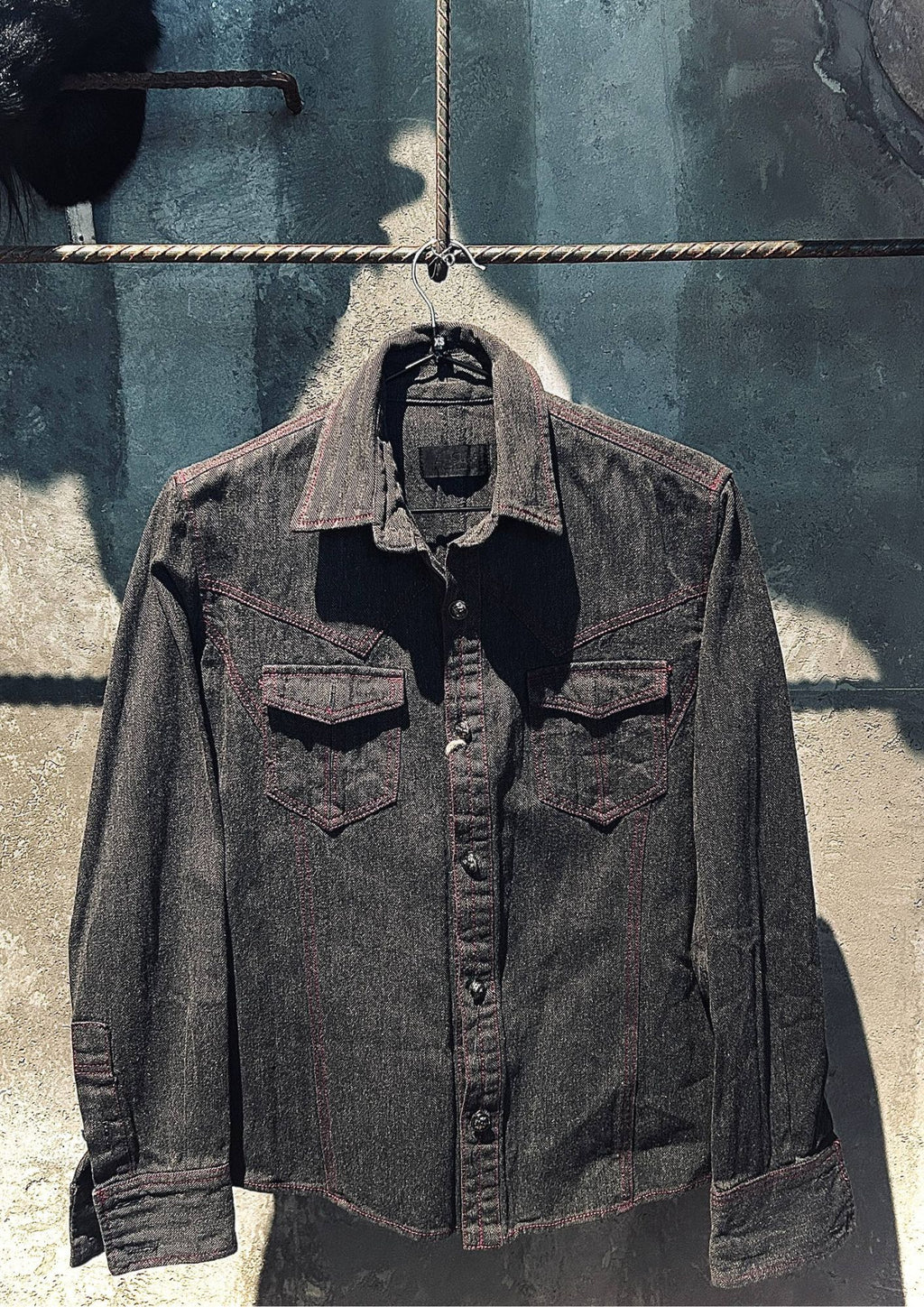 A.S.M Contrast Stitch Denim Shirt – Dark Wash