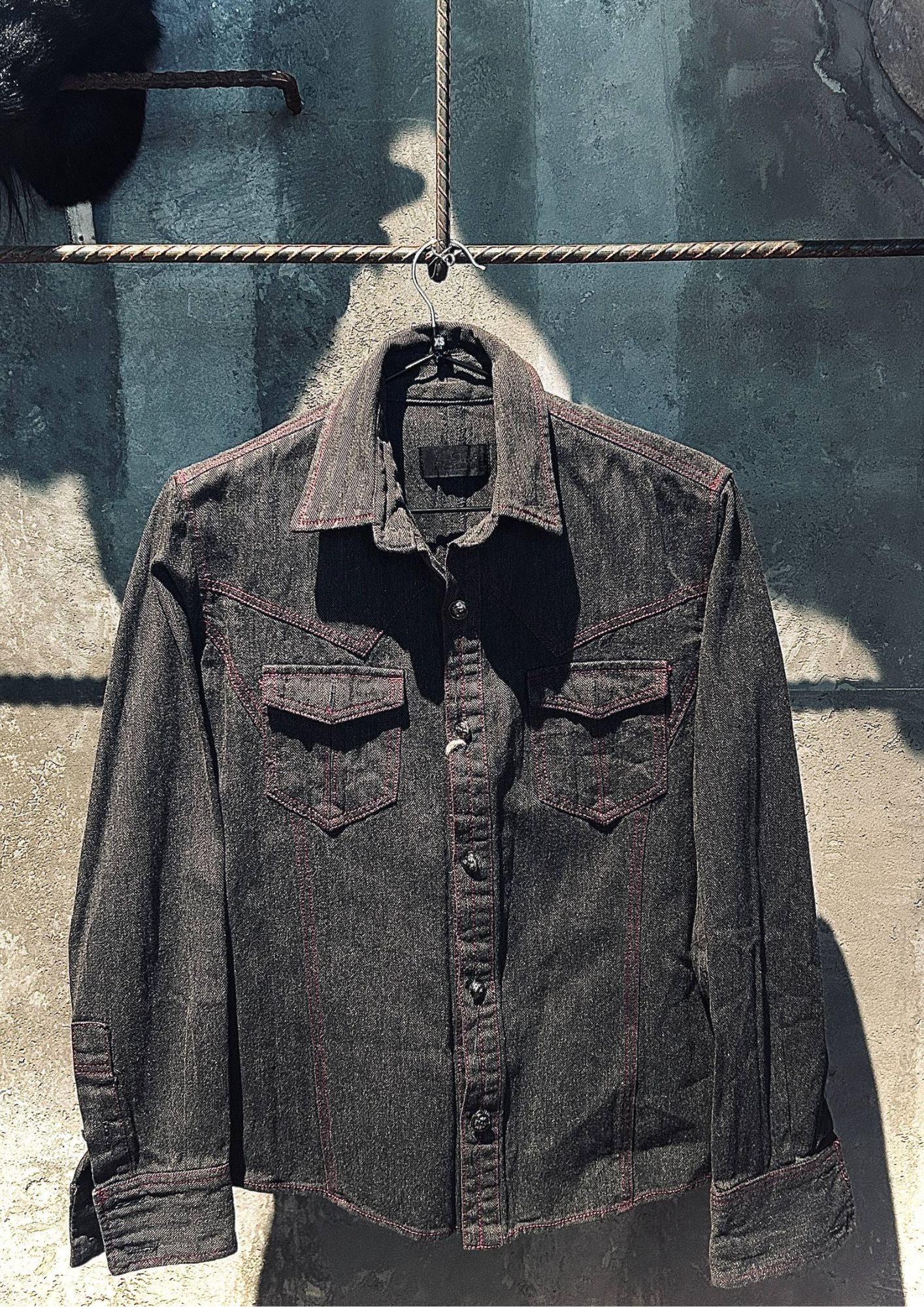 A.S.M Contrast Stitch Denim Shirt – Dark Wash