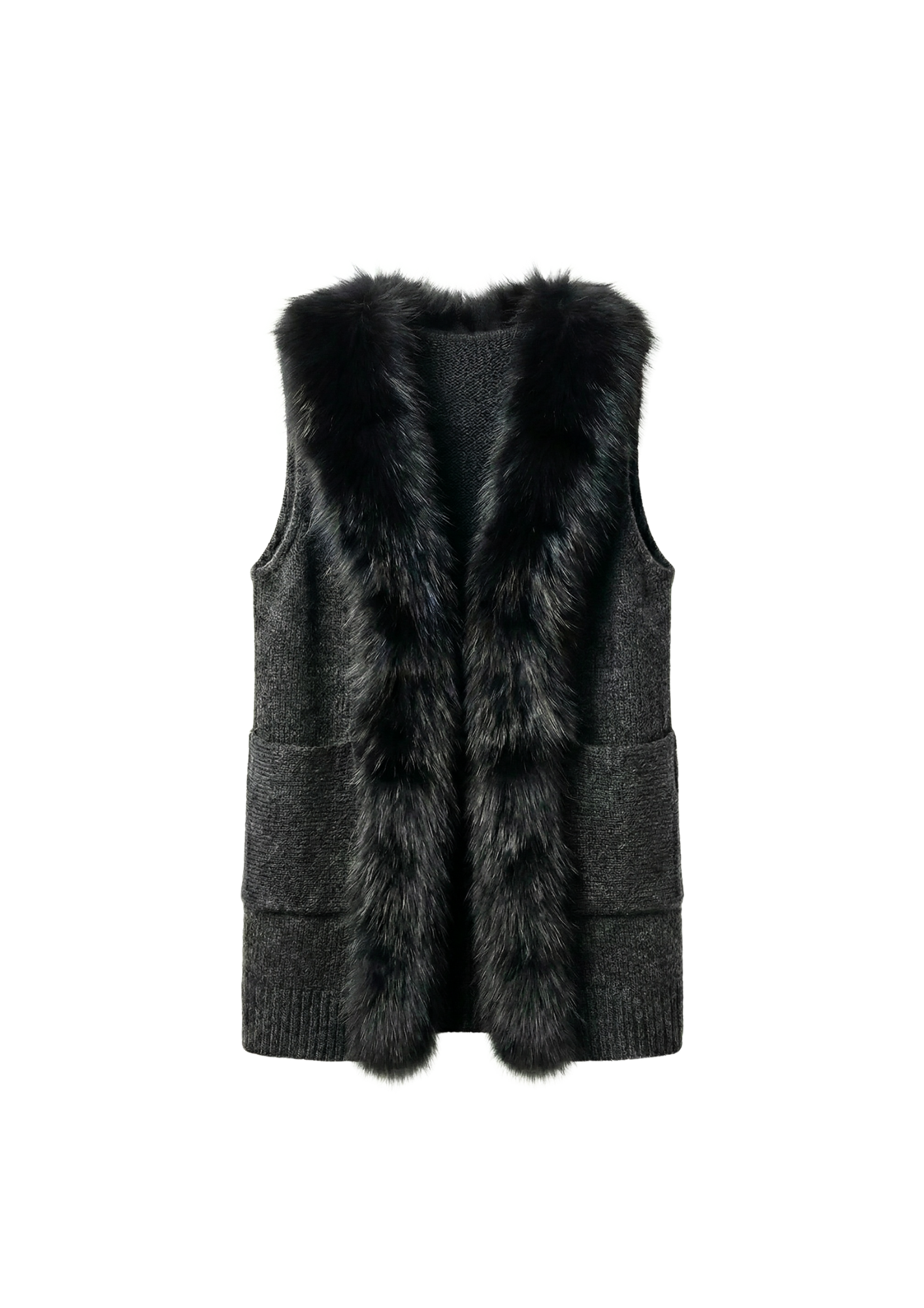 Black Fur Panel Vest