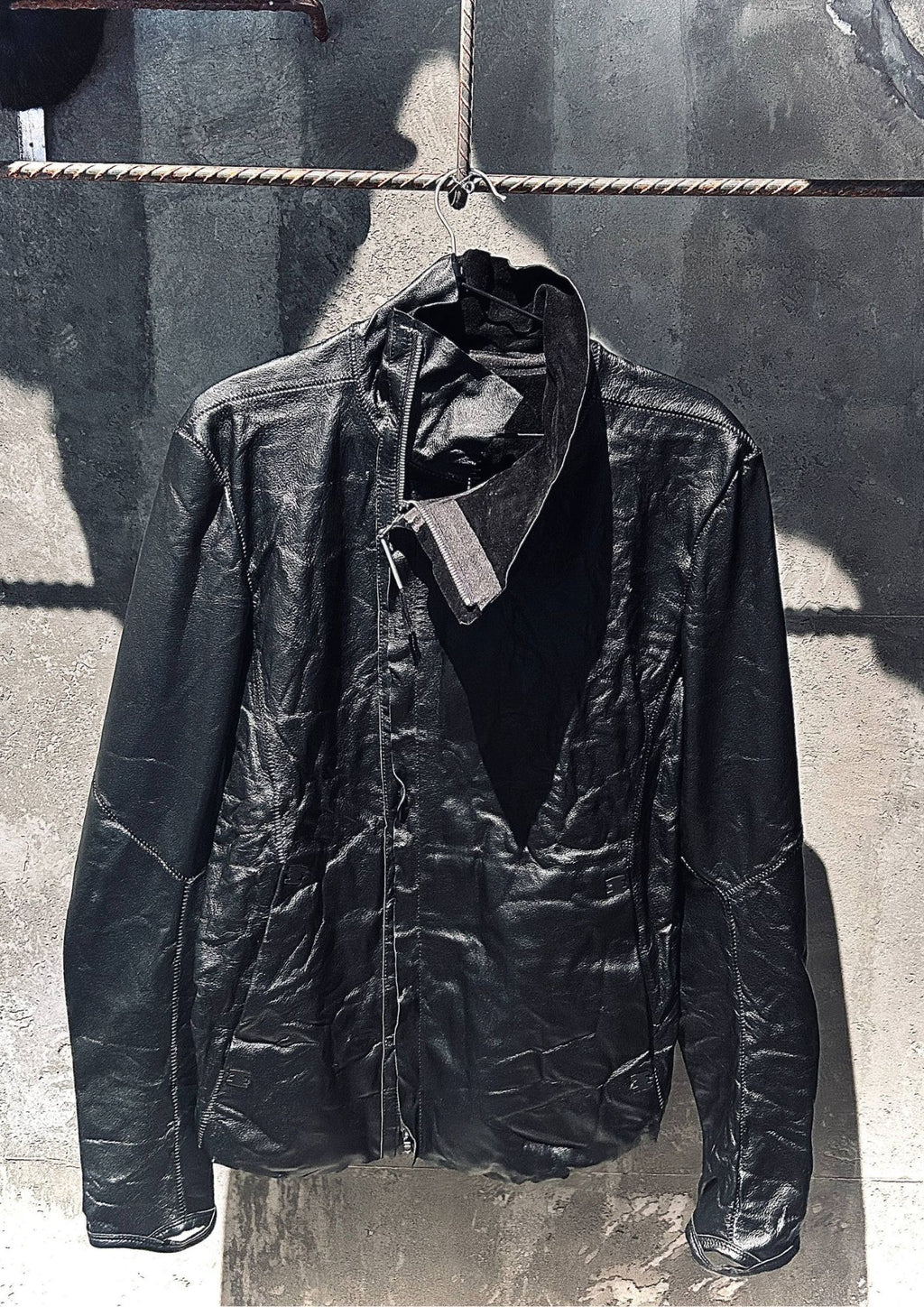 Tactical Stapleline Wrinkle Genuine Calfskin Leather Coat