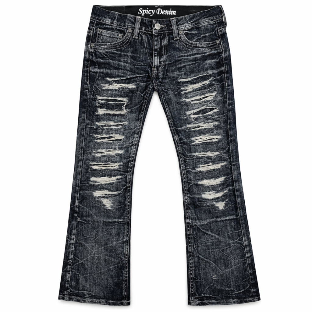 Spicy Denim Scar Stacked Distressed Denim