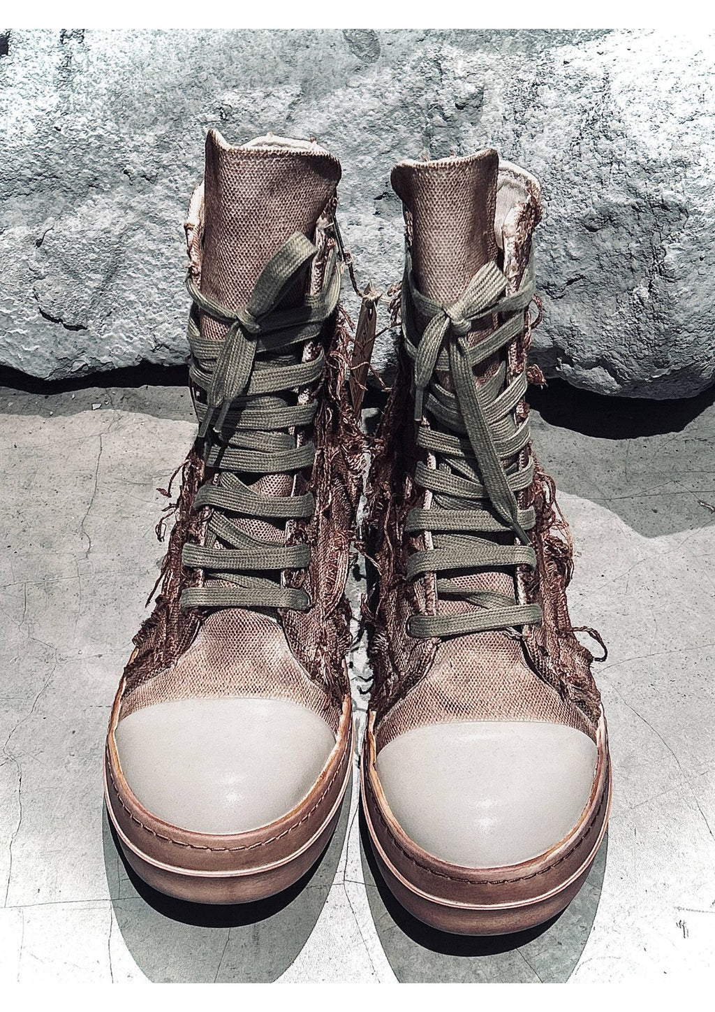 Distressed High-Top Boots