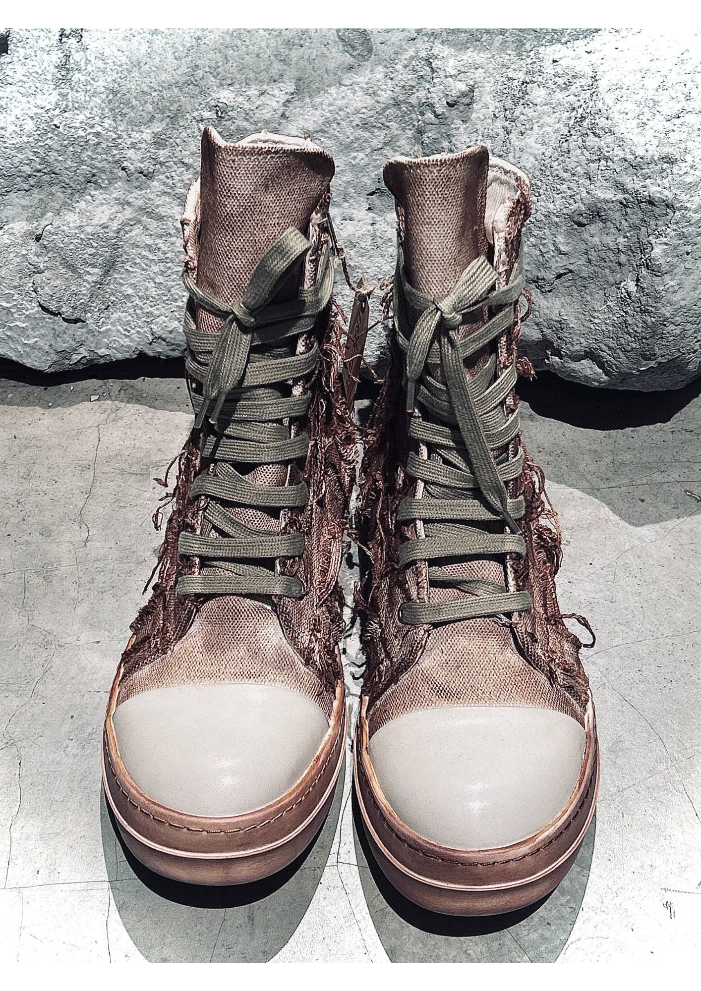 Distressed High-Top Boots
