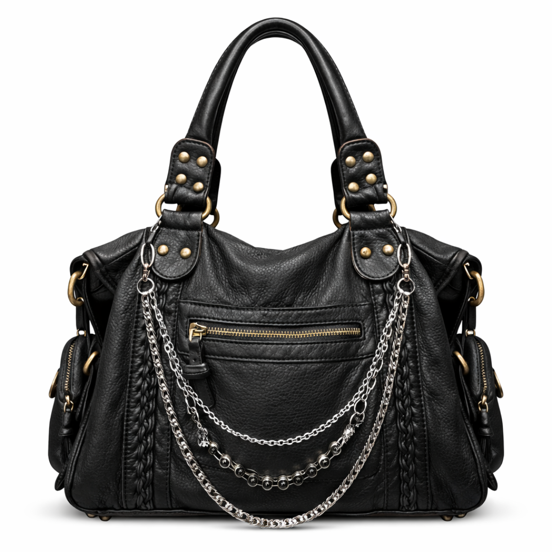 Heavy Zip Detail Leather Shoulder Bag VI - FRAK/TURE Archive
