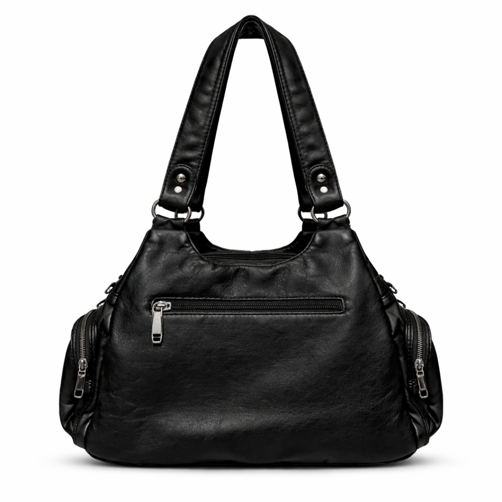 Heavy Zip Detail Leather Shoulder Bag IV