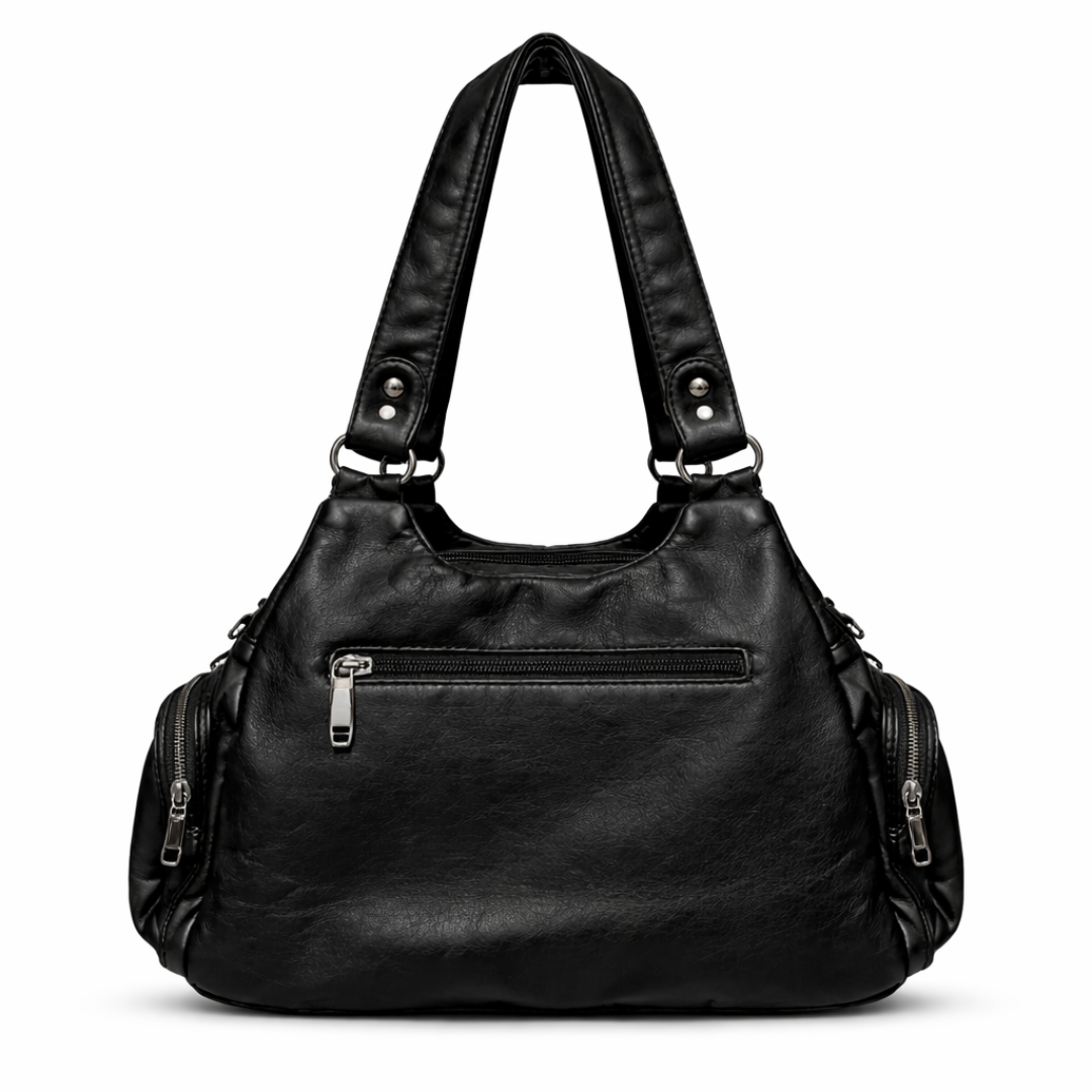 Heavy Zip Detail Leather Shoulder Bag IV