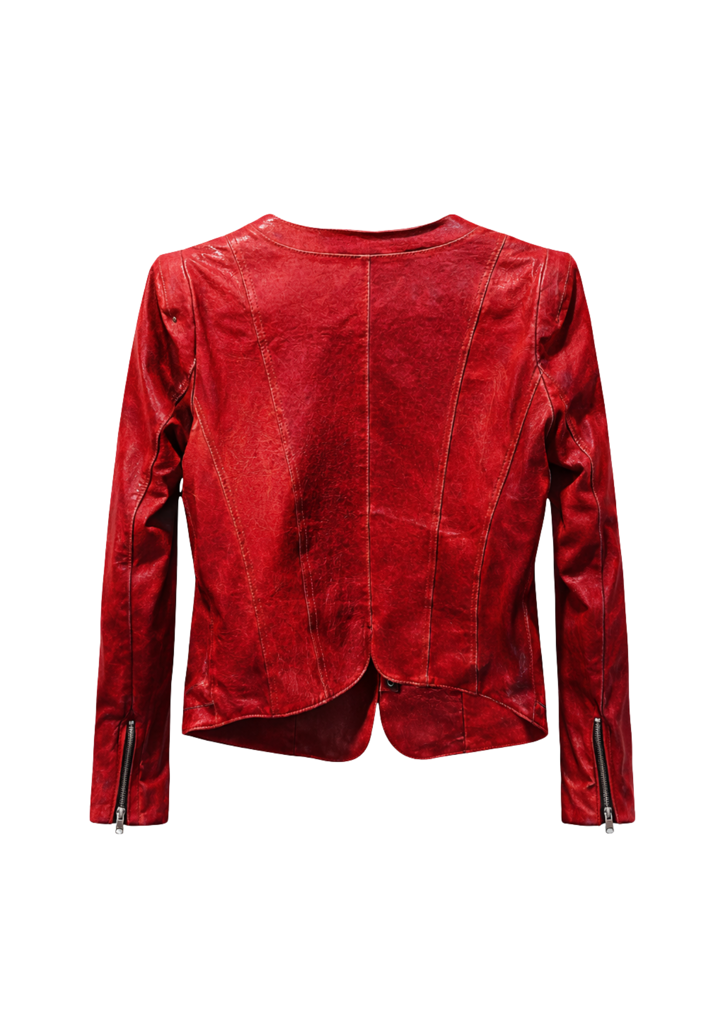 Vintage Lambskin Leather Jacket with Chained Zipper