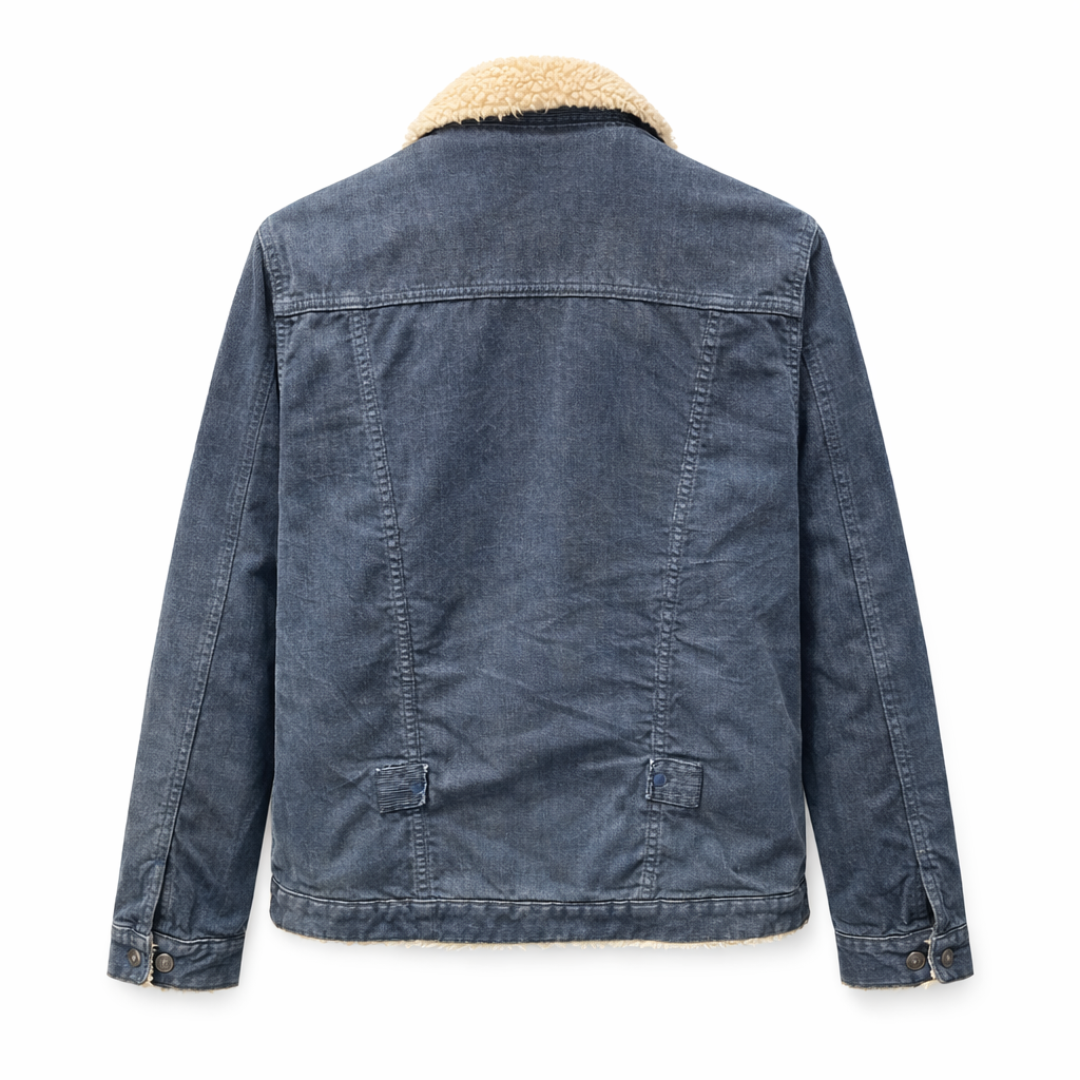 Wrangler Sherpa-Lined Denim Jacket in Washed Blue
