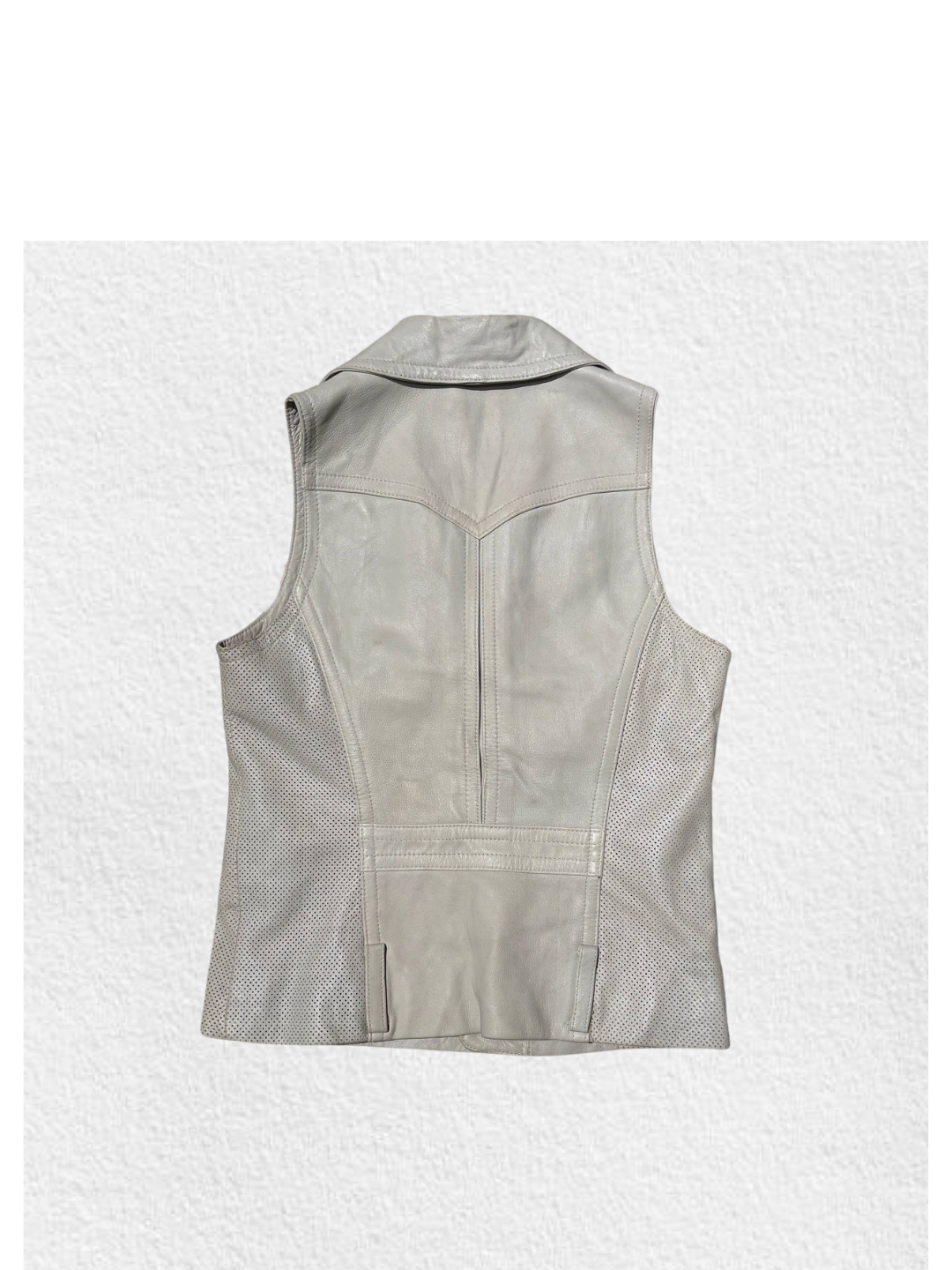 Moussy Leather Grid Mesh Moto Vest