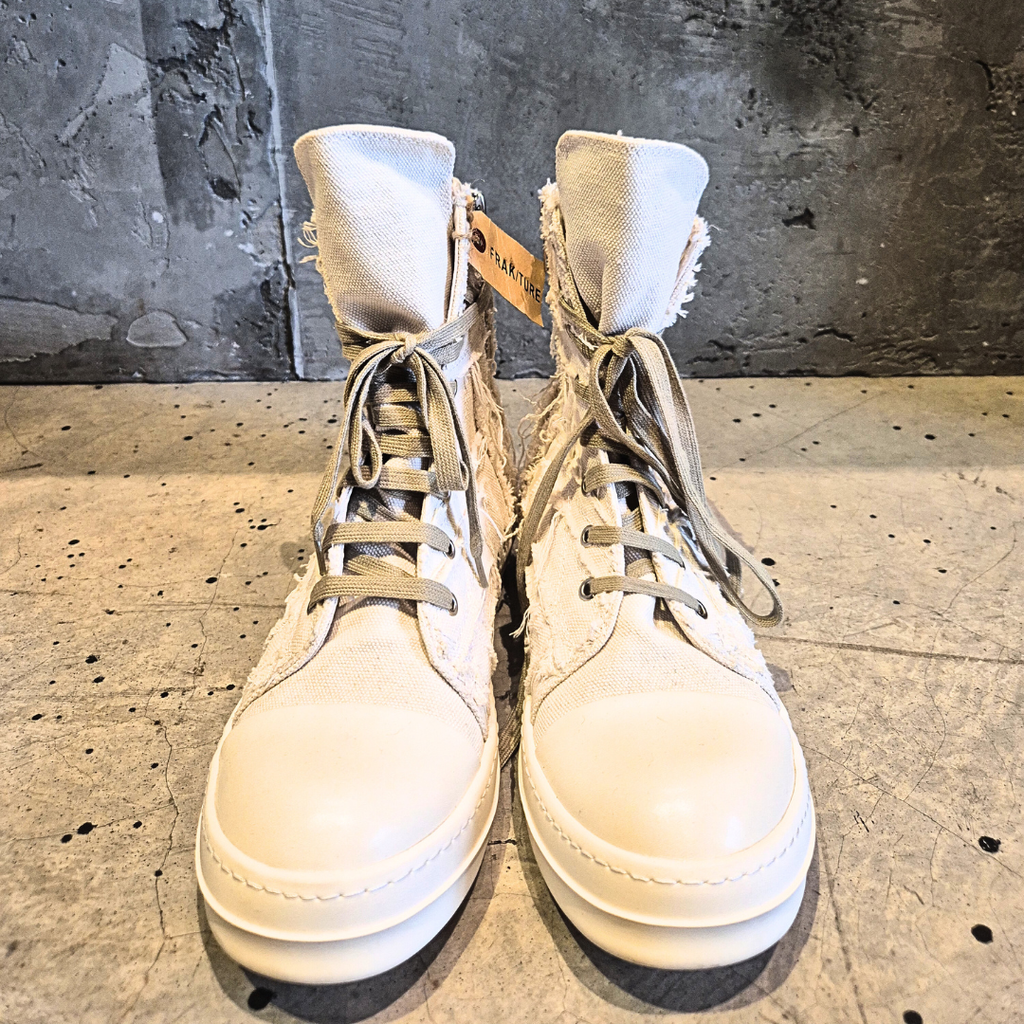 Textured High Collar Lace Boot in Bone