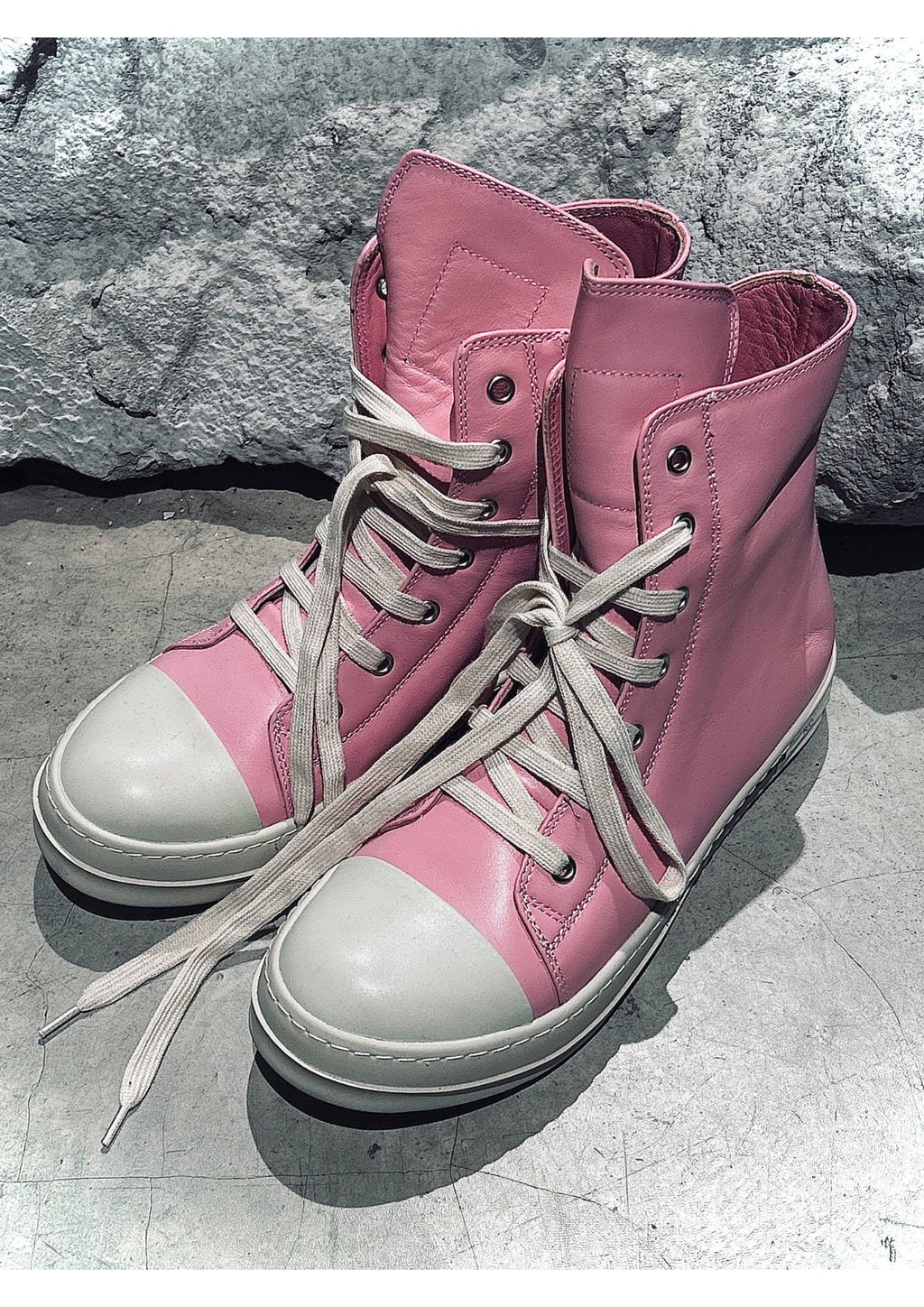 Pink High-Top Lace-Up Sneakers