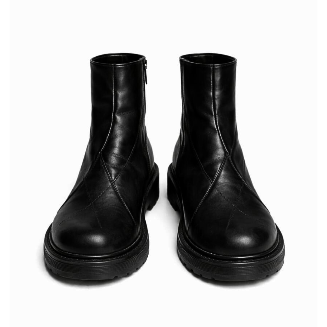 Cowhide Leather Panel Zipper Boots - FRAK/TURE Archive