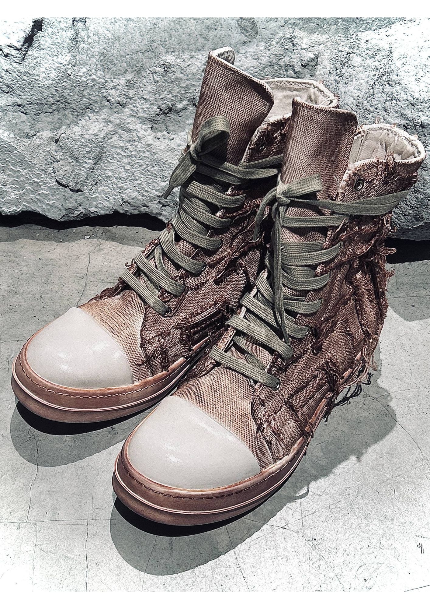 Distressed High-Top Boots