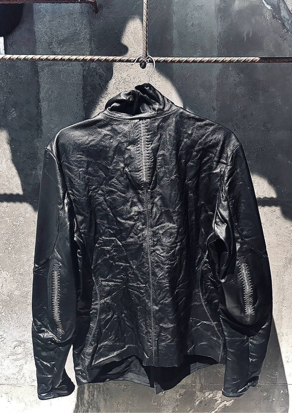 Tactical Stapleline Wrinkle Genuine Calfskin Leather Coat