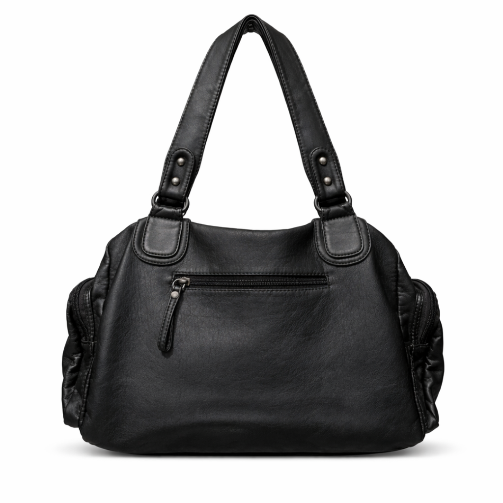 Heavy Zip Detail Leather Shoulder Bag I