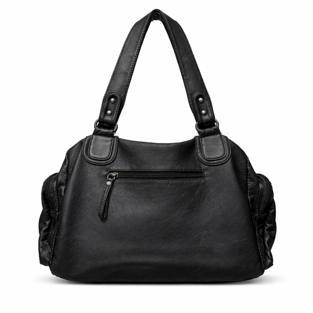 Heavy Zip Detail Leather Shoulder Bag I