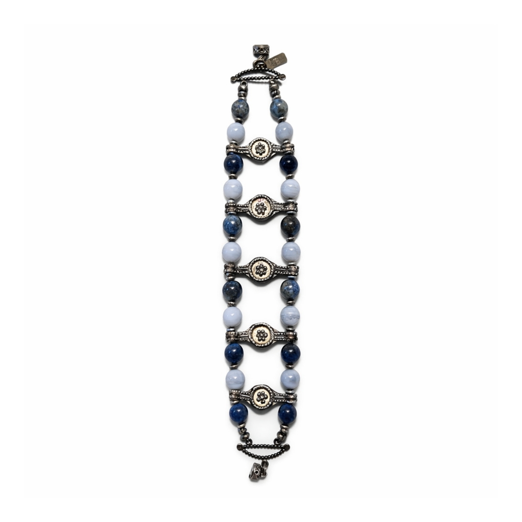 Antique Ethiopian with Sodalite and Agate Stone Bracelet