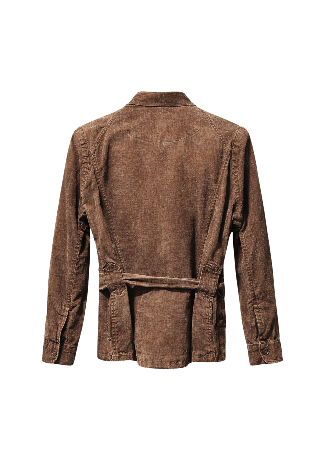Archival Ralph Lauren Distressed Tobacco Asymmetrical Belted Jacket