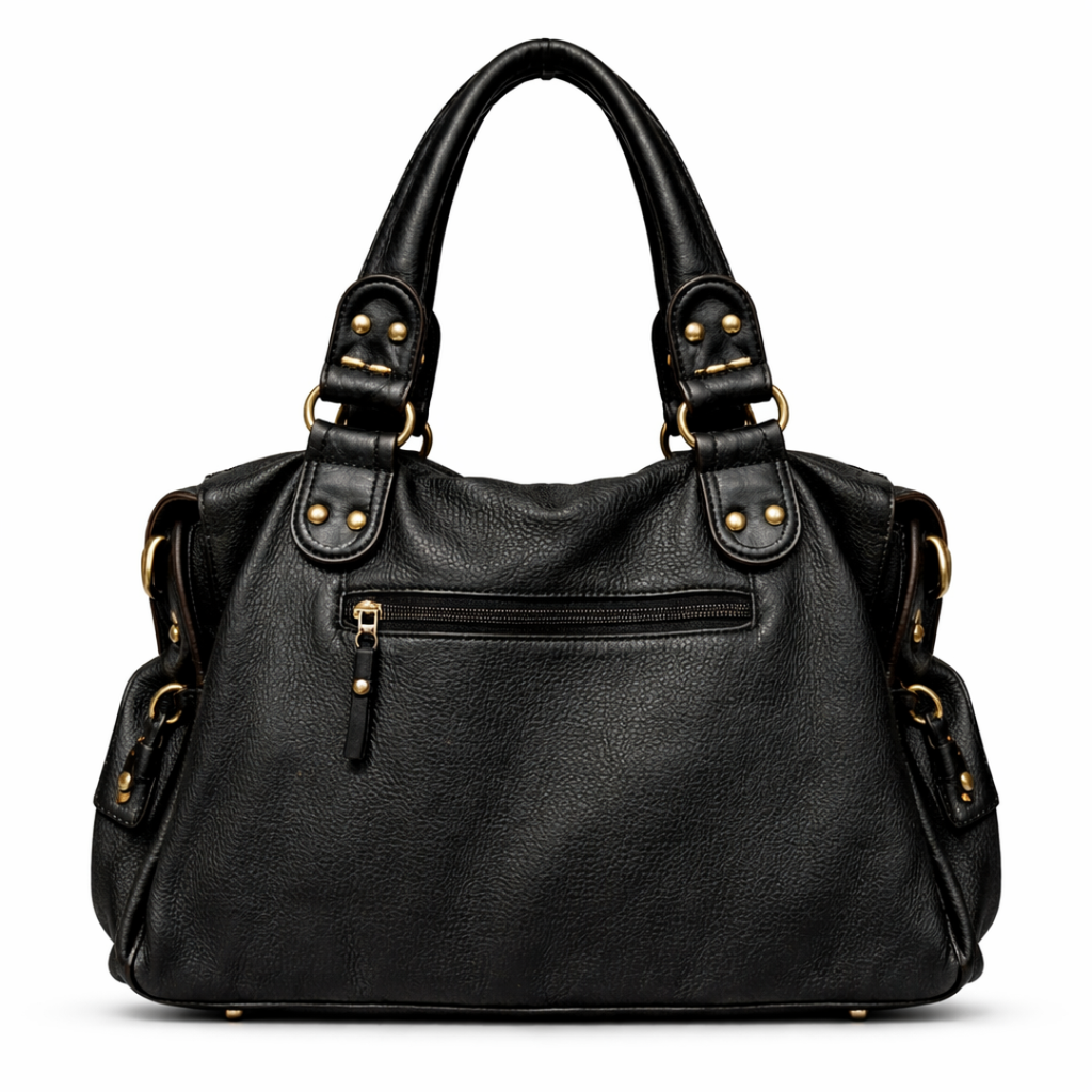 Heavy Zip Detail Leather Shoulder Bag VI