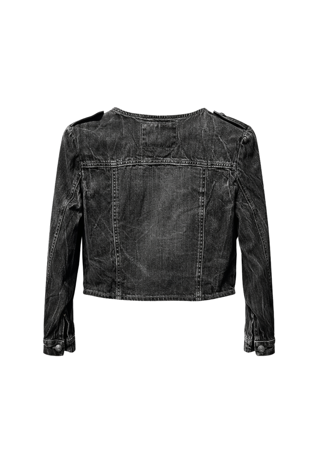 Structured Cropped Denim Jacket with Brass Hardware