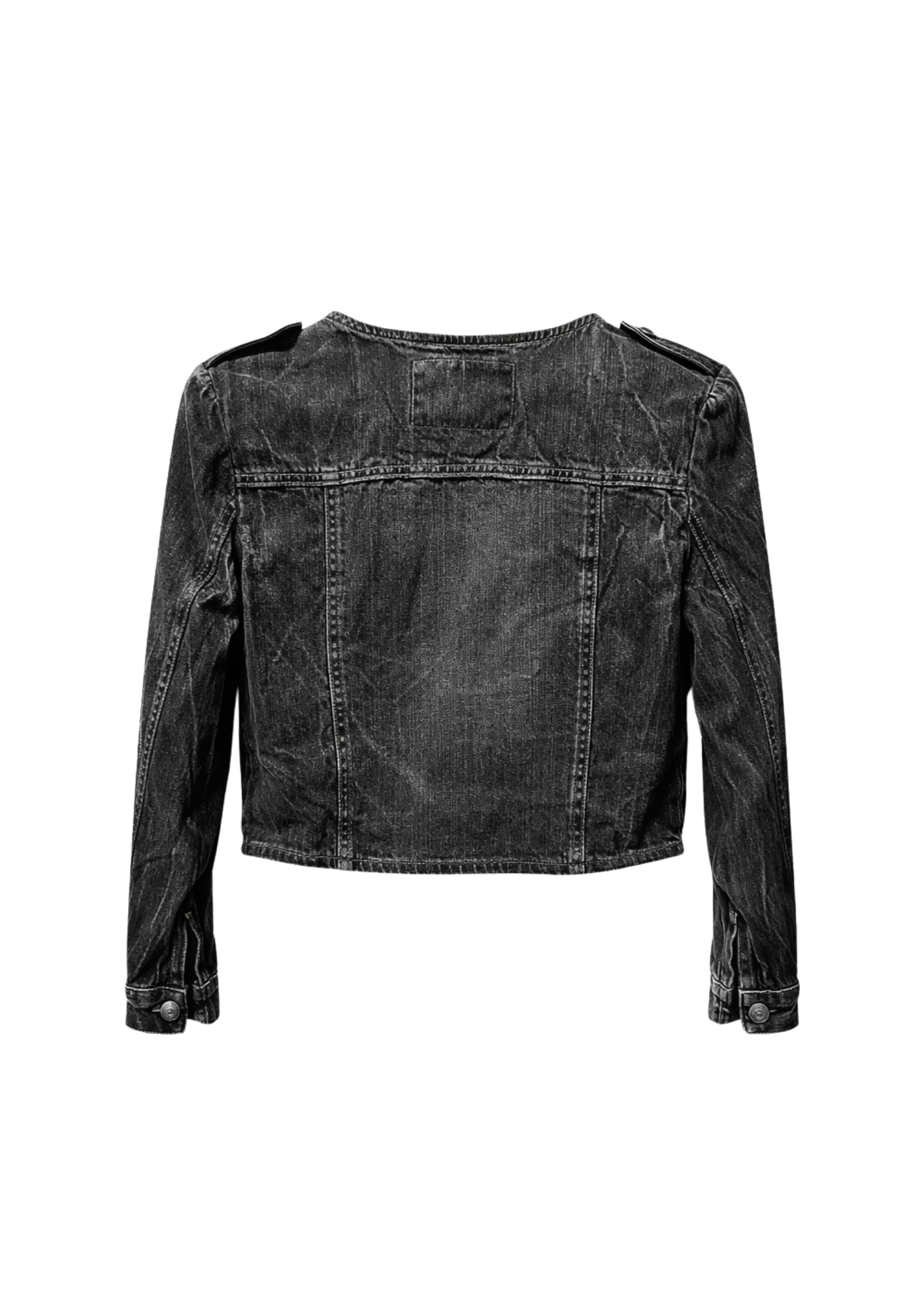 Structured Cropped Denim Jacket with Brass Hardware