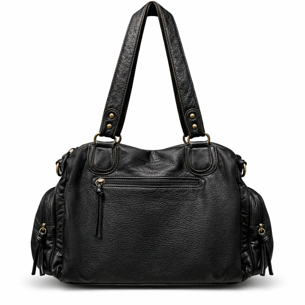 Heavy Zip Detail Leather Shoulder Bag II