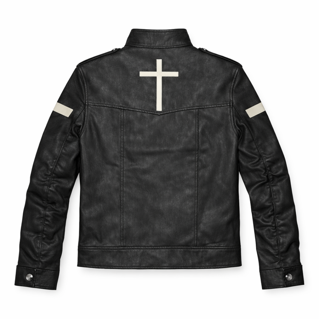 Faux Leather Cross Rider Jacket