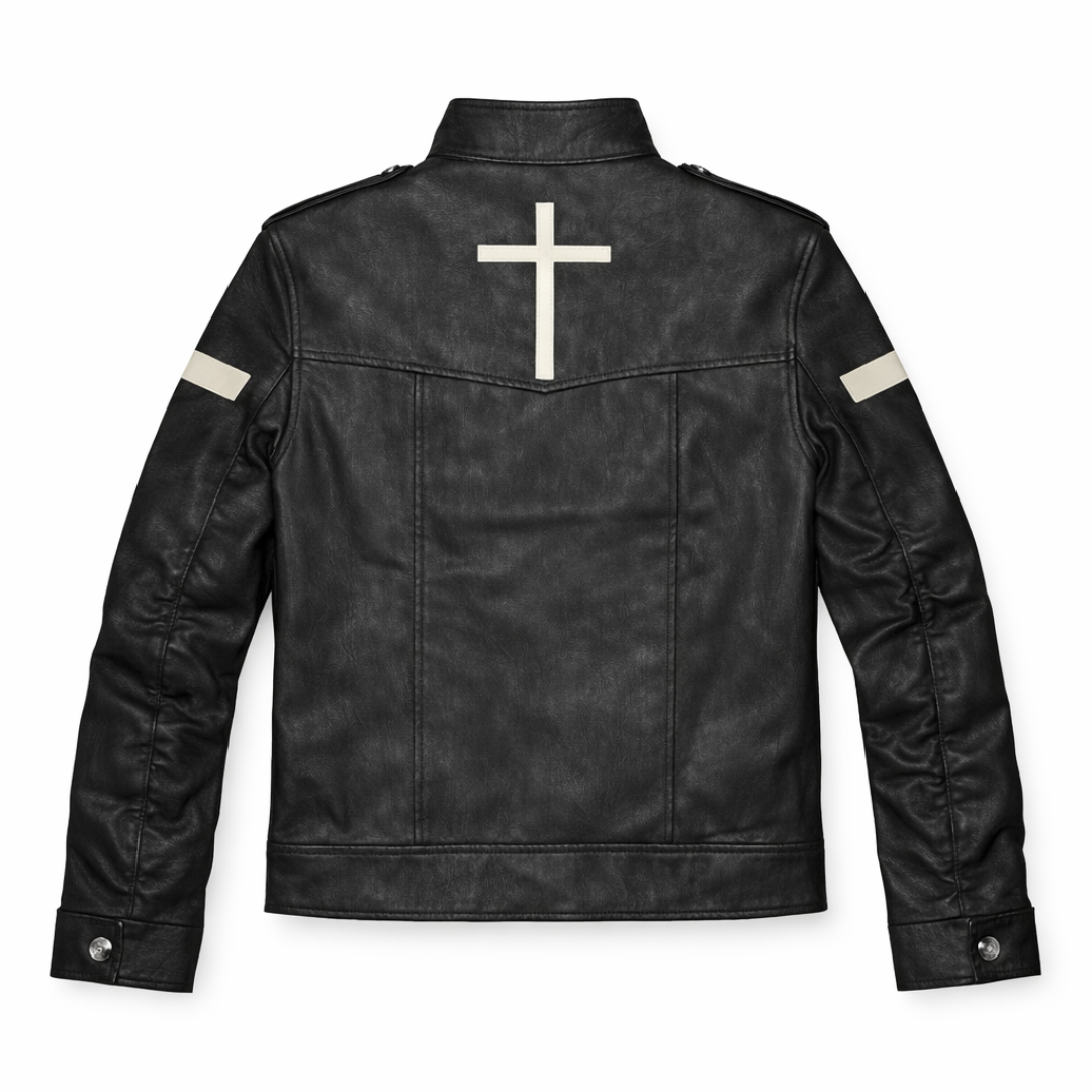Faux Leather Cross Rider Jacket