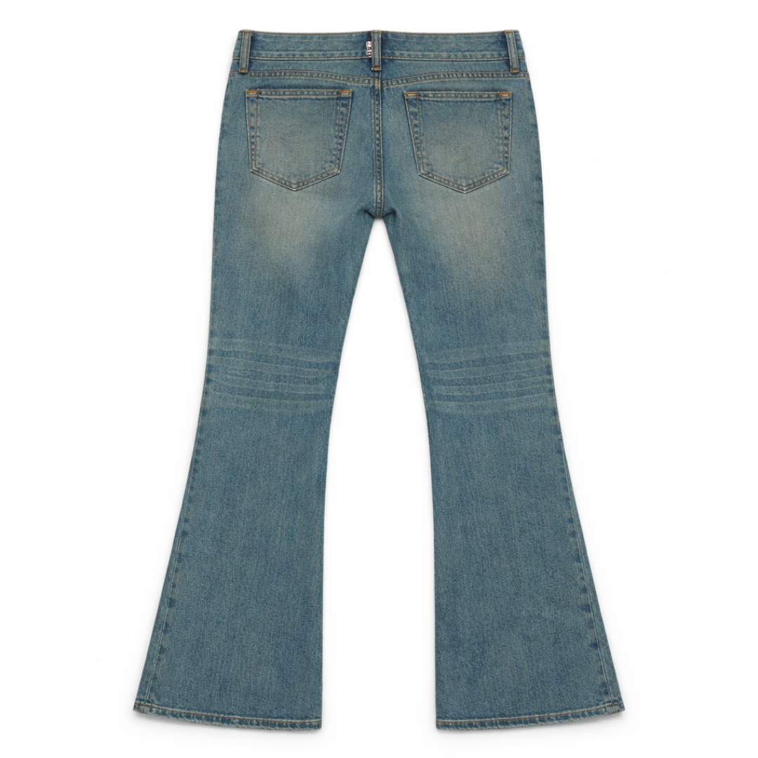 Purple Eyebrow Distressed Washed Denim