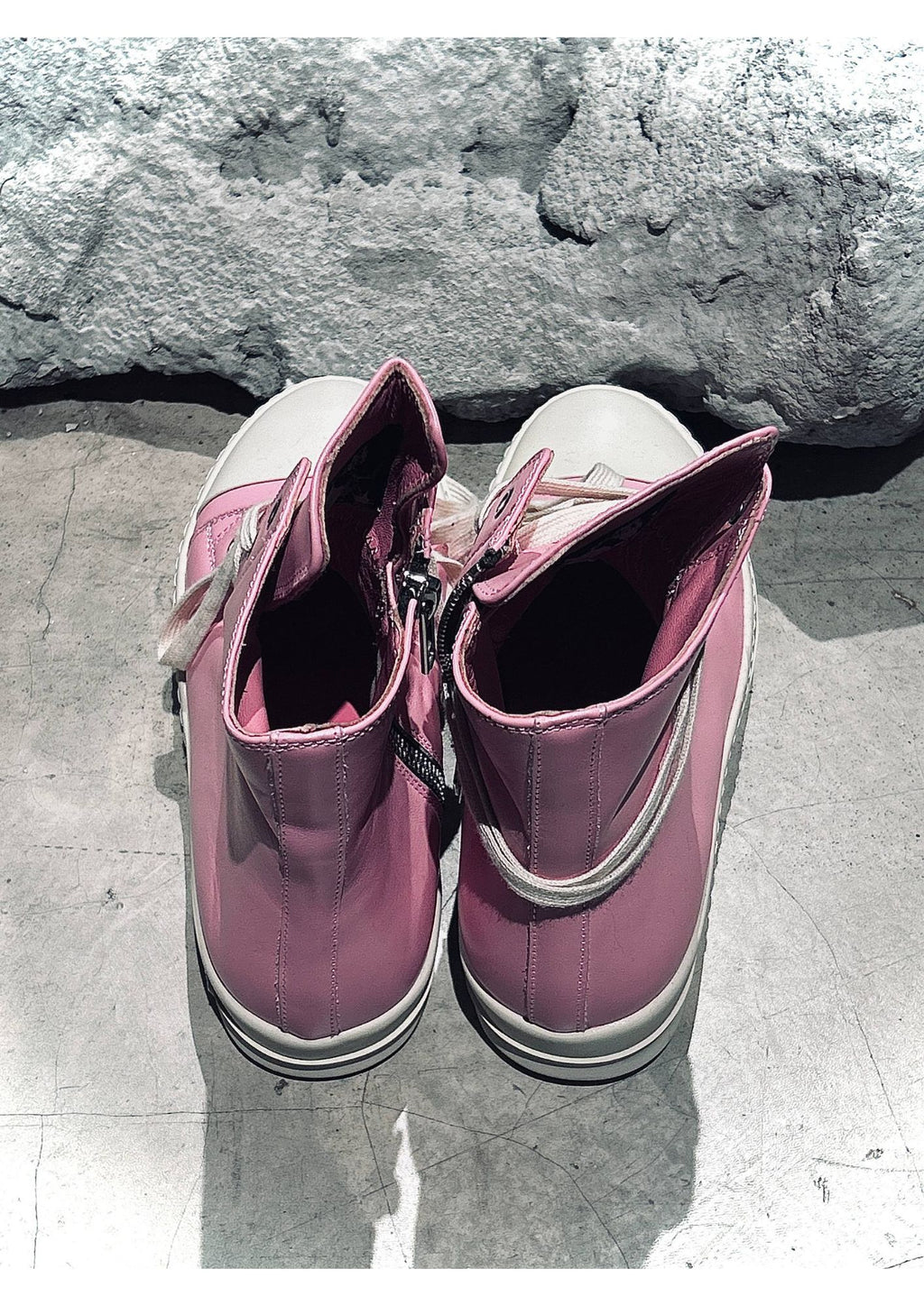 Pink High-Top Lace-Up Sneakers