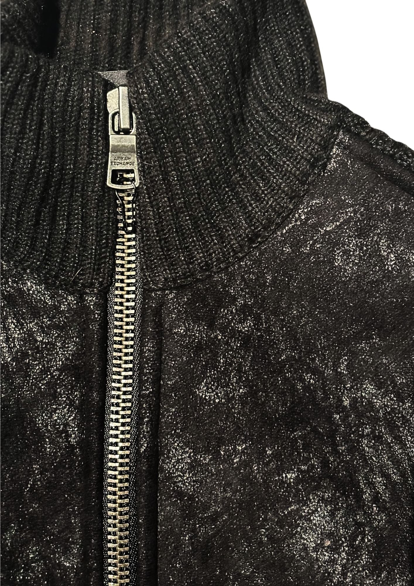 Armani Exchange (A|X) Full-Zip Ribbed Knit Hybrid Jacket