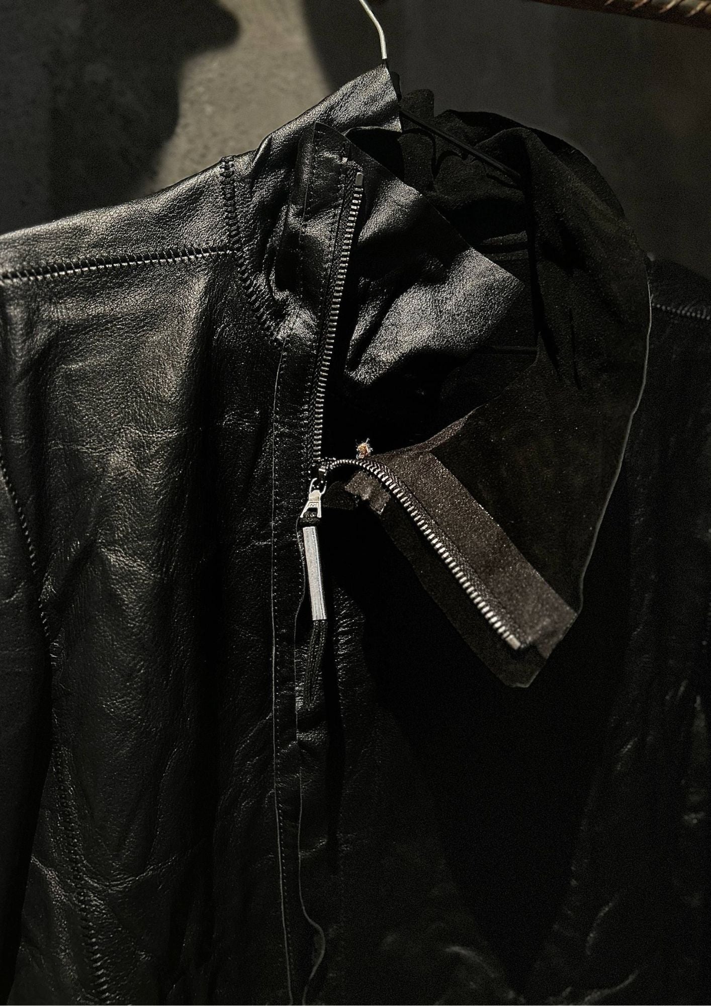 Tactical Stapleline Wrinkle Genuine Calfskin Leather Coat