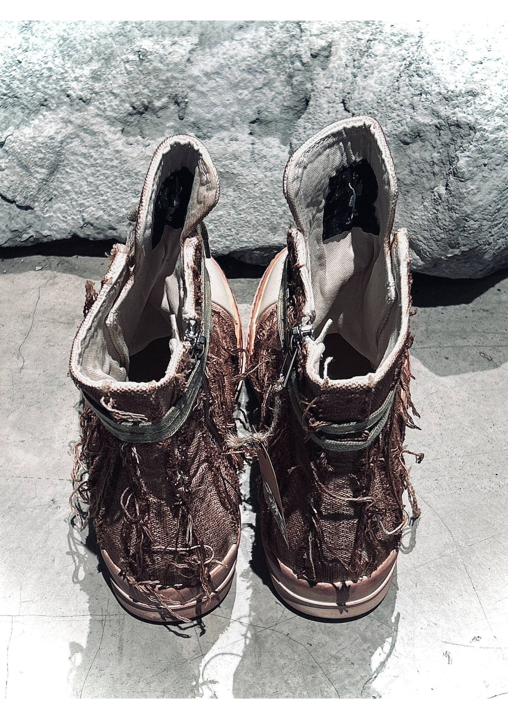 Distressed High-Top Boots