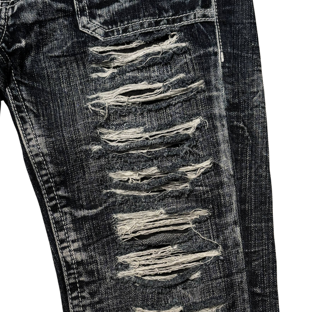 Spicy Denim Scar Stacked Distressed Denim