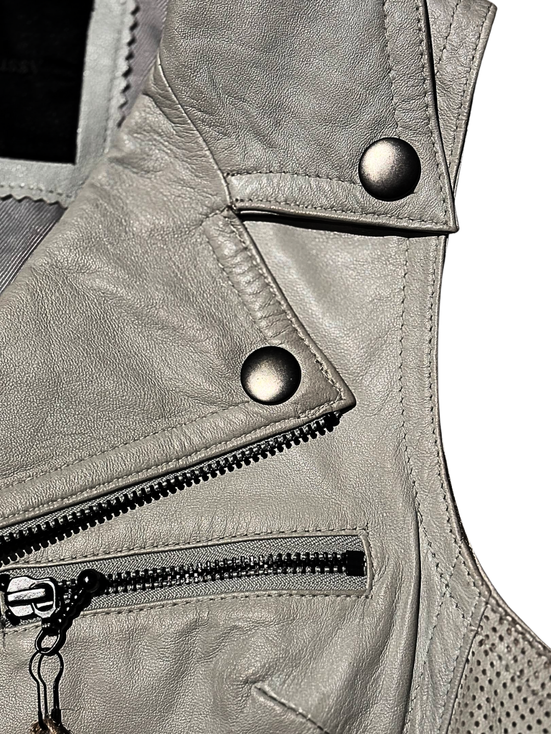 Moussy Leather Grid Mesh Moto Vest