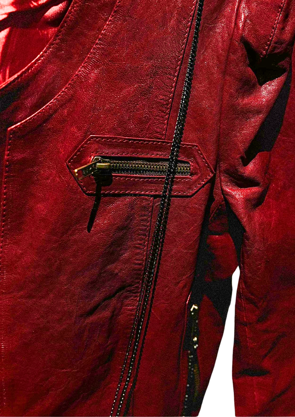 Vintage Lambskin Leather Jacket with Chained Zipper