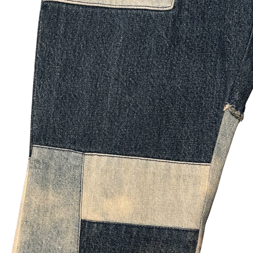 KAPITAL HIPSITE PATCHWORK DISTRESSED FLARE DENIM