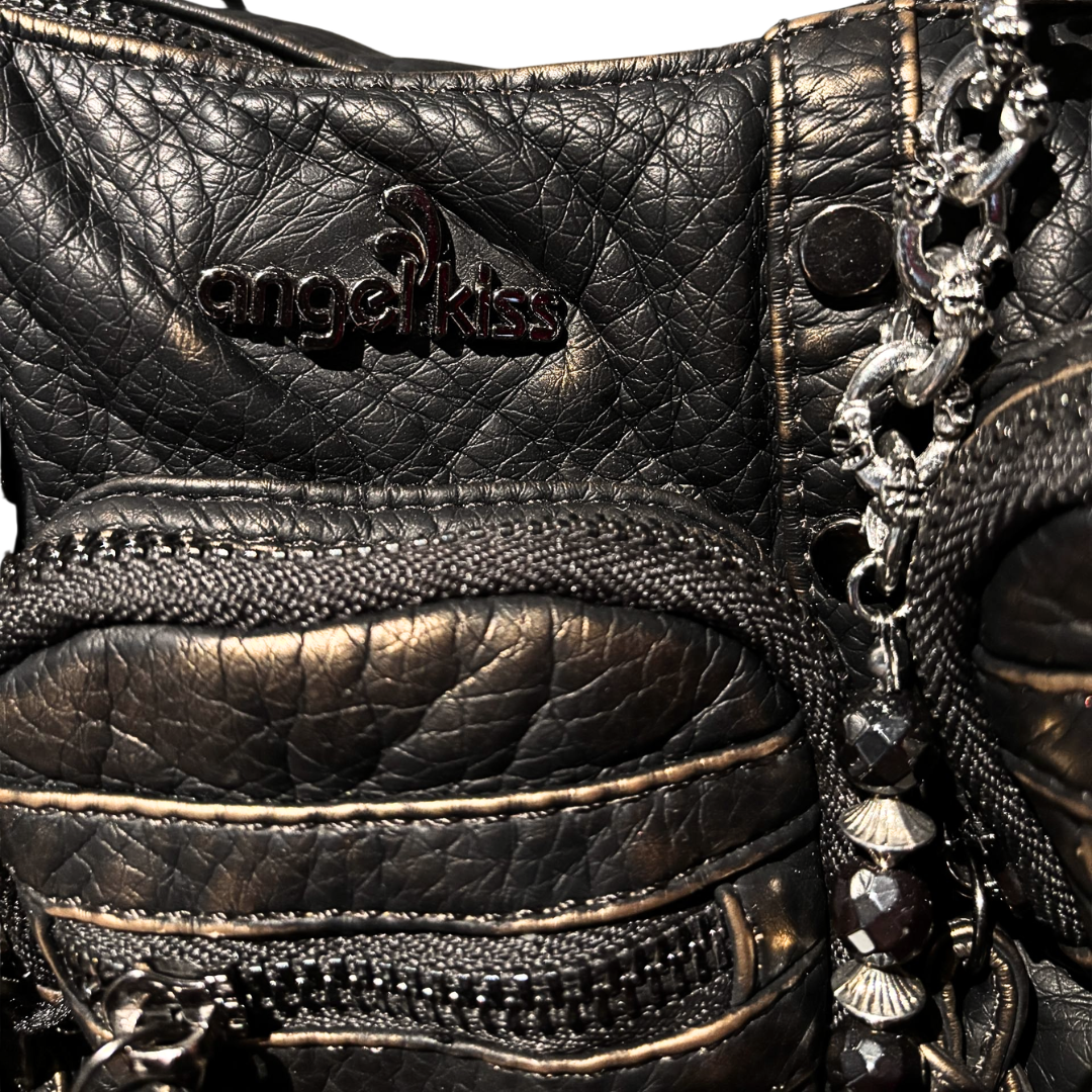 Heavy Zip Detail Leather Shoulder Bag III