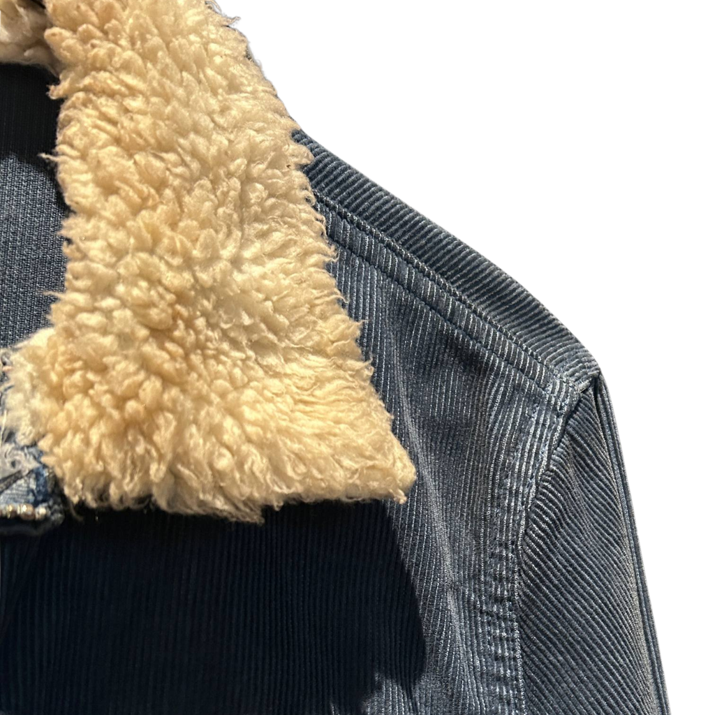 Wrangler Sherpa-Lined Denim Jacket in Washed Blue