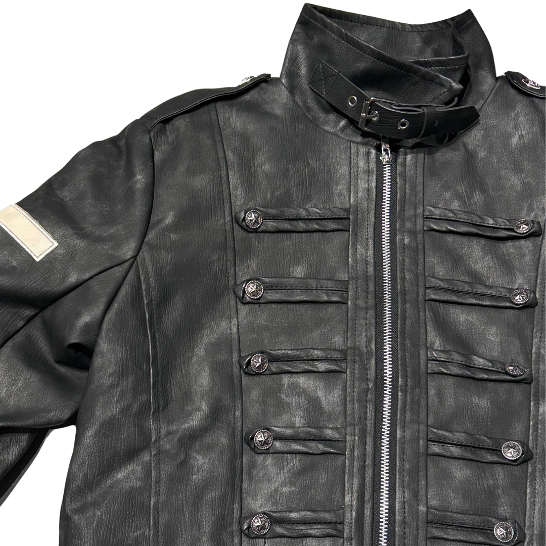 Faux Leather Cross Rider Jacket