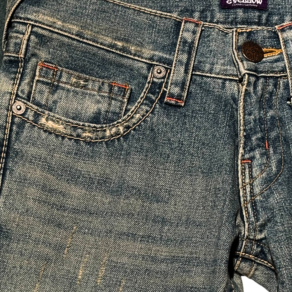 Purple Eyebrow Distressed Washed Denim