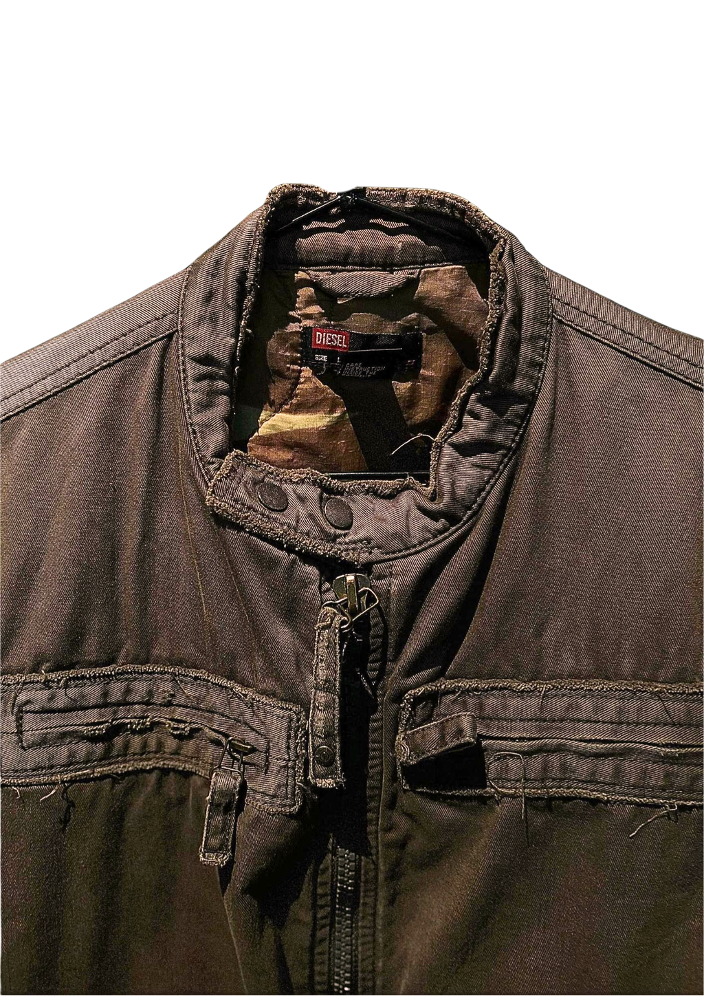 Diesel Distressed Faux-Leather Cafe Racer Jacket