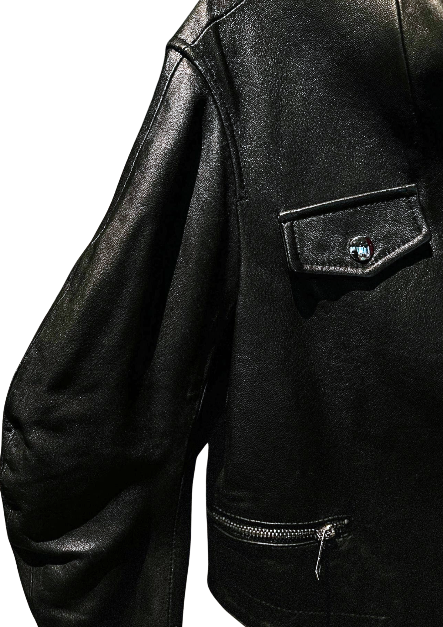 Vintage High-Taper Finish Sleeves Lambskin Jacket