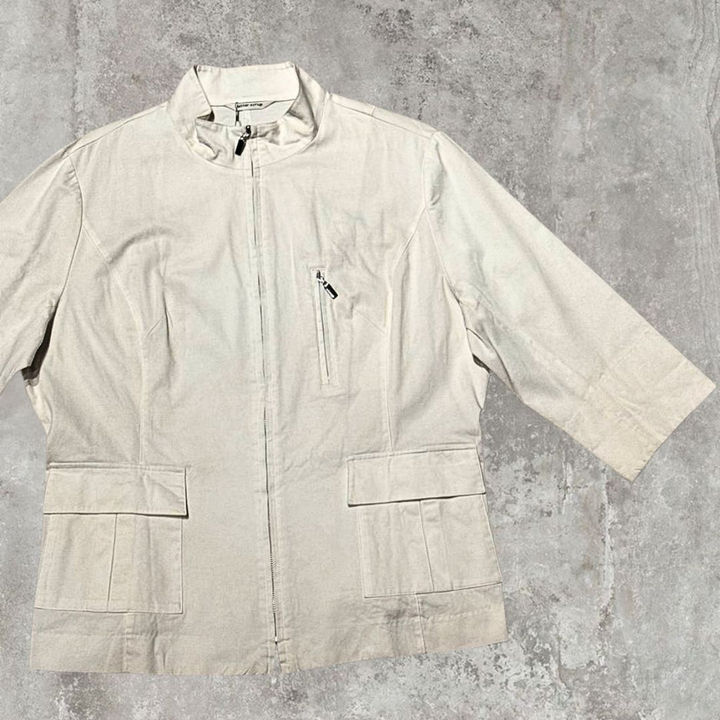 Structured Utility  Zip Jacket in Chalk