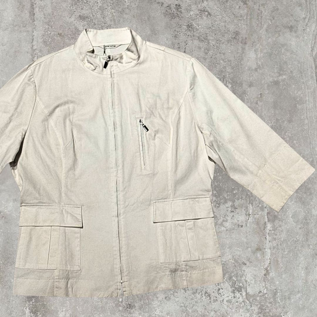 Structured Utility  Zip Jacket in Chalk