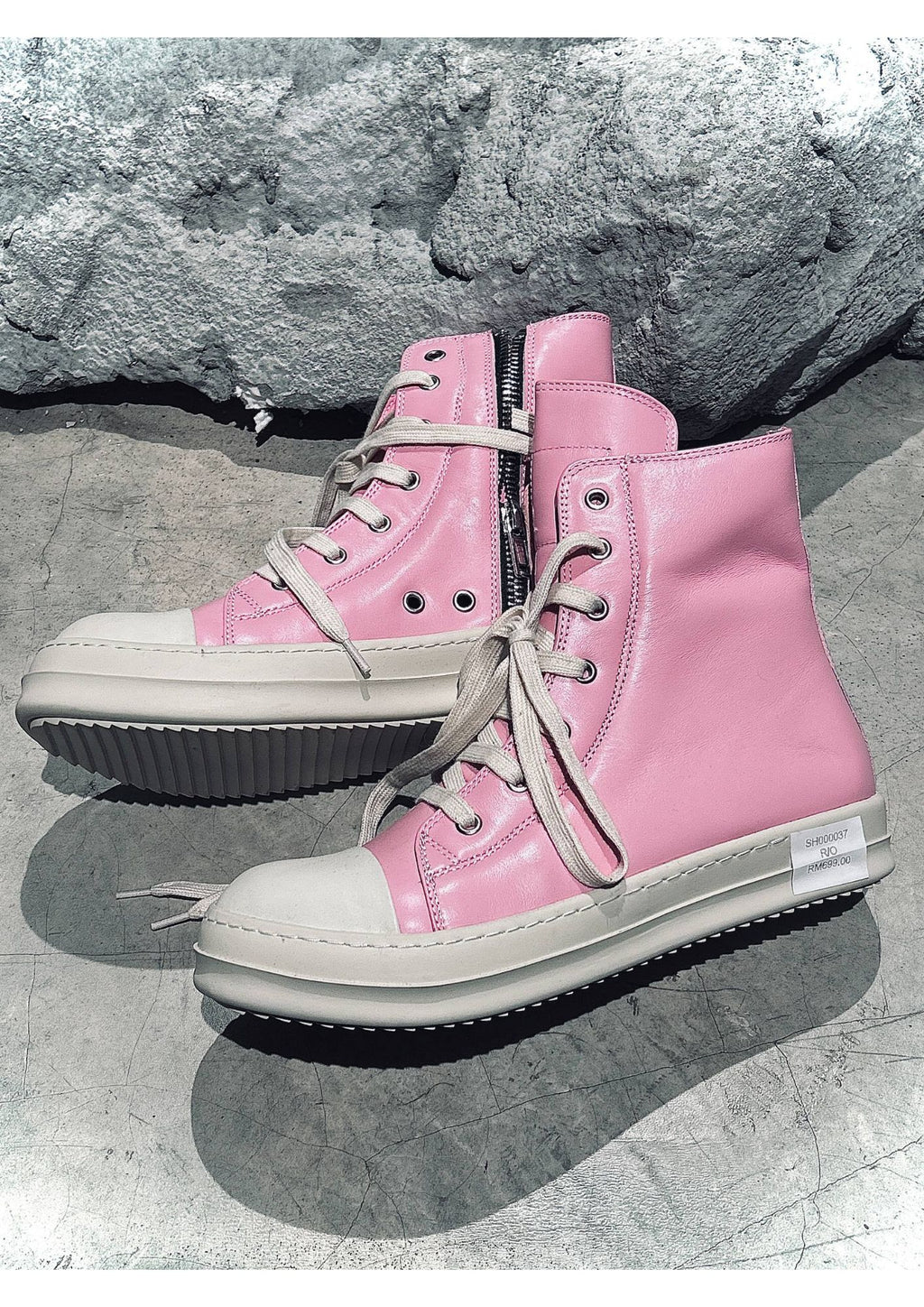 Pink High-Top Lace-Up Sneakers