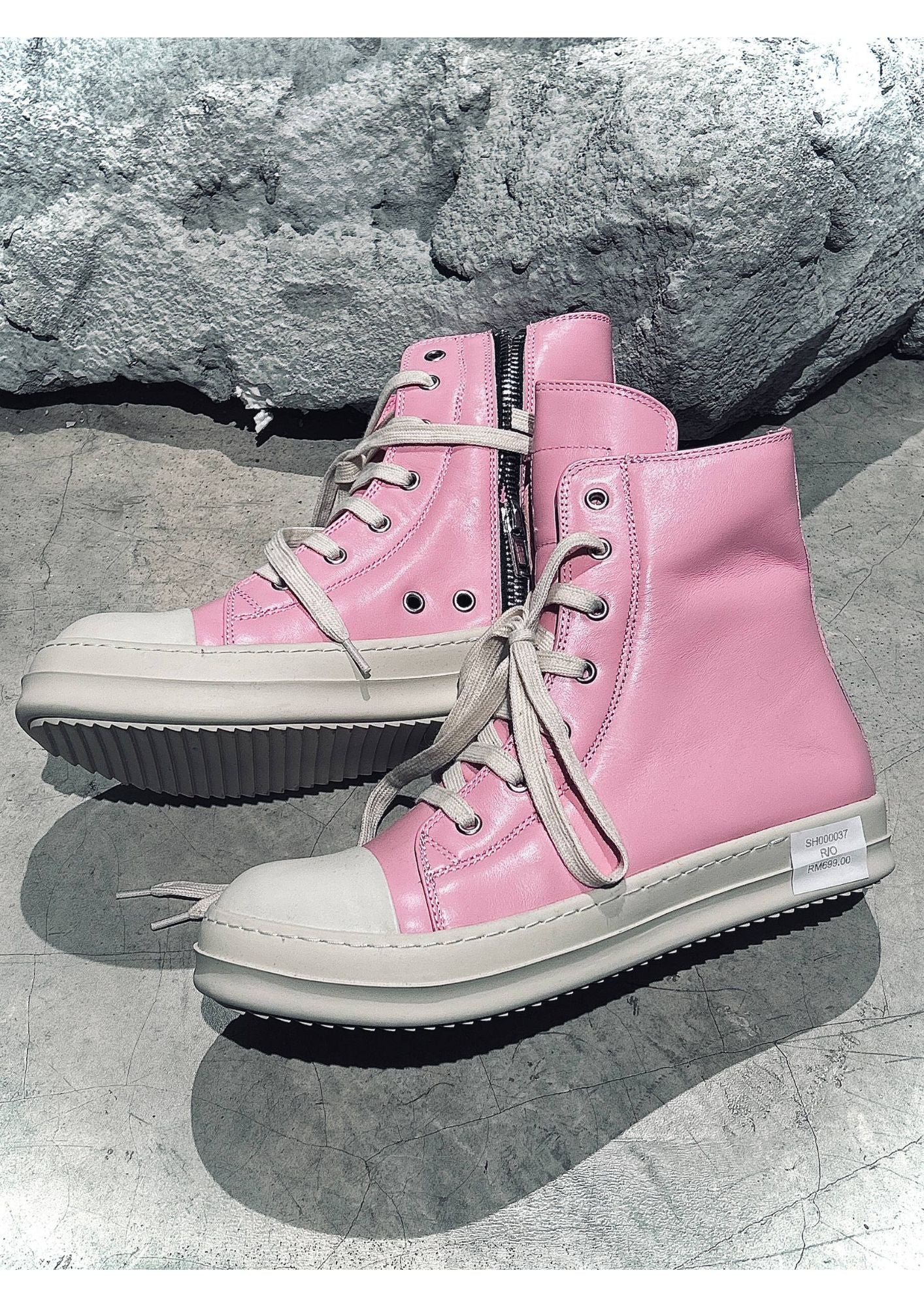 Pink High-Top Lace-Up Sneakers
