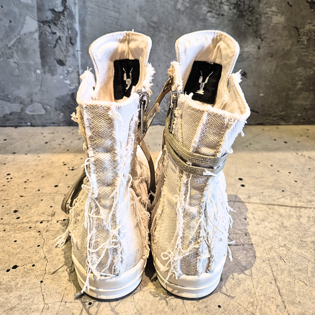 Textured High Collar Lace Boot in Bone