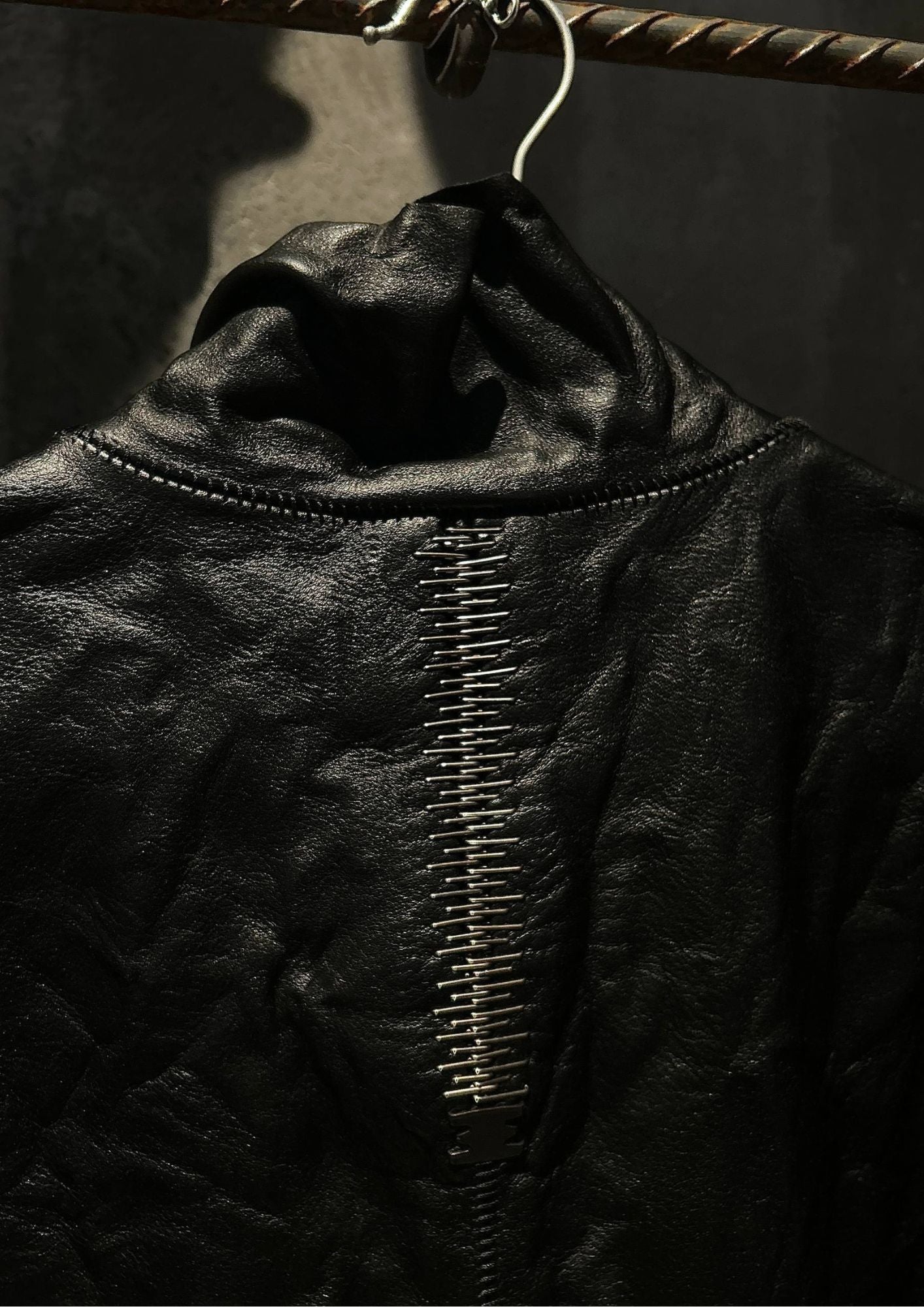 Tactical Stapleline Wrinkle Genuine Calfskin Leather Coat