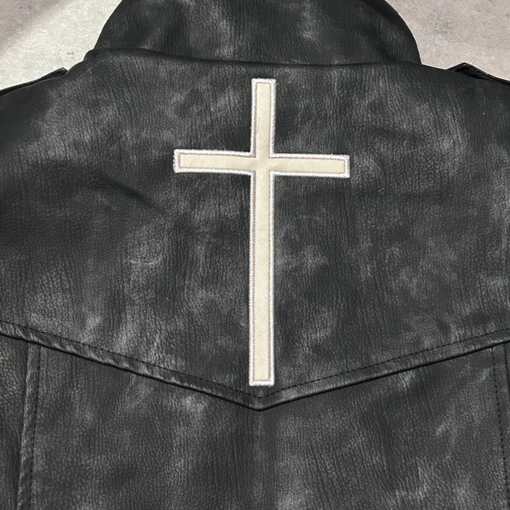Faux Leather Cross Rider Jacket